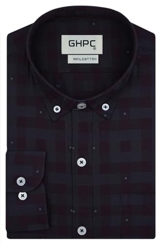 Image of GHPC 100% Cotton Gingham Checks Full Sleeves Regular Fit Formal Shirt for Men