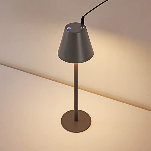 Ledlux Cordless Led Table Lamp, Rechargeable Desk Lamp, Wireless Small Night Light, Metal Modern Desk Light, Stepless Dimming, Touch Switch, For Bedroom/Coffee Table/Restaurant/Garden(Grey,1 Pack) #TOP7