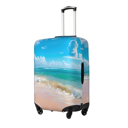 Ocean Sea Beach Themed Travel Luggage Cover Elastic Suitcase Covers Washable Anti Scratch Luggage Dust Covers Protector, Fits 25-28 inch Luggage, L2
