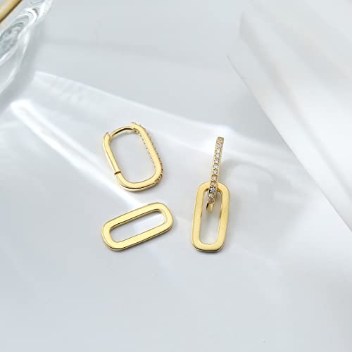LILIE&WHITE Pave Cubic Zircon Convertible Link Earrings For Women 14K Gold Hoop Earrings For Women Paperclip Link Chain Jewelry Drop Dangle Earrings set for women Rectangle Earrings4