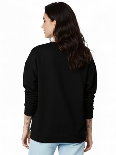 Image of LEOTUDE Full Sleeve Cottonblend Oversized Tshirt for Women, Round Neck