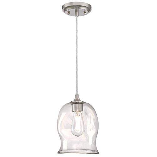 Best Cyber Monday 🔥 Westinghouse Lighting 6366100, Brushed Nickel Finish with Clear Indented Glass One-Light Indoor Mini Pendant, Size Product Deal Westinghouse Lighting 6366100, Brushed Nickel Finish with Clear Indented Glass One-Light Indoor Mini Pendant, Size