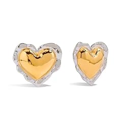 Gold Silver Heart Earrings