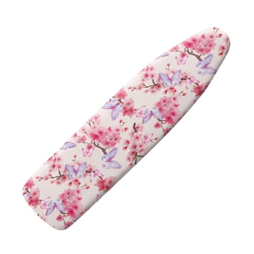 Image of Butterfly Cherry Blossoms Pattern Ironing Board Cover 15x54 Inch Standard Ironing Board Cover with Elastic Edge and Hook and Loop Fasteners Stain Resistant