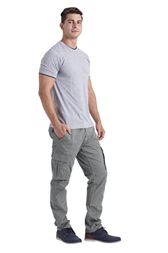 Mens Cargo Pants Casual Regular Fit 100% Cotton Multi Pockets Outdoor Hiking Security Work Pants Sizes 32W-44W4