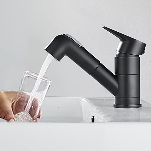Mitigeur de lavabo monotrou chaud et froid avec douchette rétractable - 3