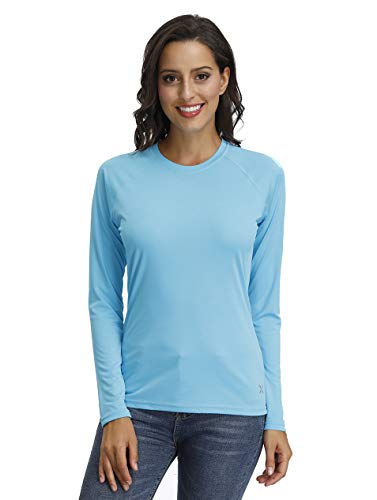 Women's UPF 50+ Sun Prot   ection Long Sleeve Performance Active Top Shirts Fitness Workout Running Sports Leisure T-Shirt (3XL, Sky Blue)