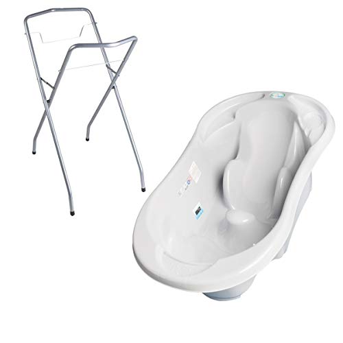 Baignoire bébé avec réducteur intégré Gris + Pied + Tuyau