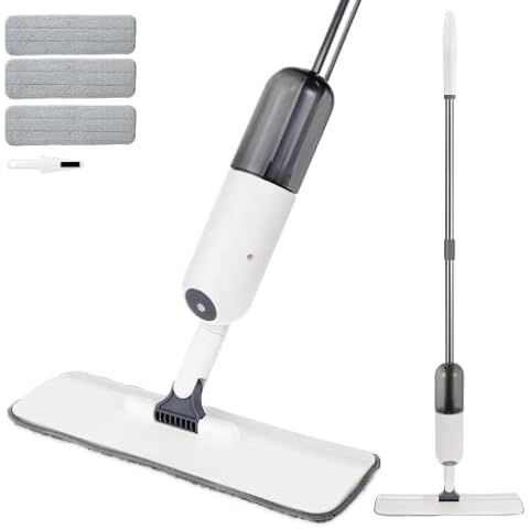 KEESIN Spray Mop,Microfibre Mop Floor Mop Cleaning With 1 Refillable Bottle 350ML & 1 Scrubber 3 Reusable Pads for Laminate Wood Tiles Ceramic Marble Floor Cover
