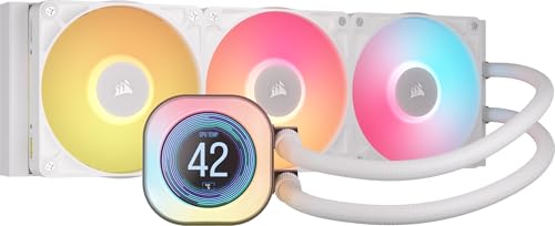 CORSAIR iCUE Link Titan 360 RX LCD Refrigeración Líquida de CPU – Motor de Refrigeración FlowDrive – Intel LGA 1851/1700, AMD AM5/AM4 – 3X RX120 RGB Ventiladores – iCUE Link Hub Incluido – Blanco