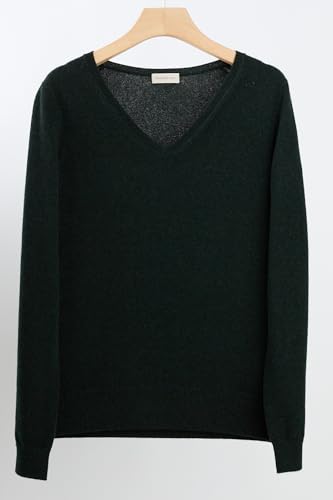 Image of JENNIE LIU Women's 100% Pure Cashmere Long Sleeve Pullover V Neck Sweater