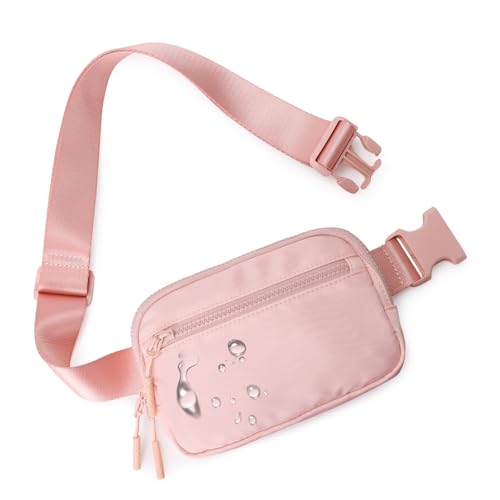WESTBRONCO Fanny Packs for Women Men, Belt Bag with 4 Zipper Pockets, Fashion Waist Packs, Lightweight Crossbody Bags with Adjustable Strap for Workout/Running/Hiking (Pink)