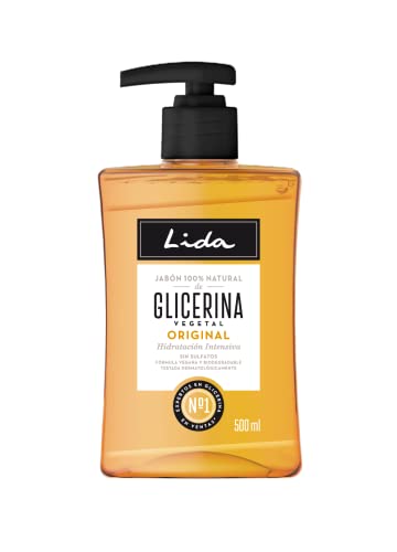 Lida - Jabón Líquido de Manos 100% Natural de Glicerina | Gel de Manos | Limpia, Protege e Hidrata en Profundidad todo Tipo de Pieles | Elaboración Tradicional - 500 ml