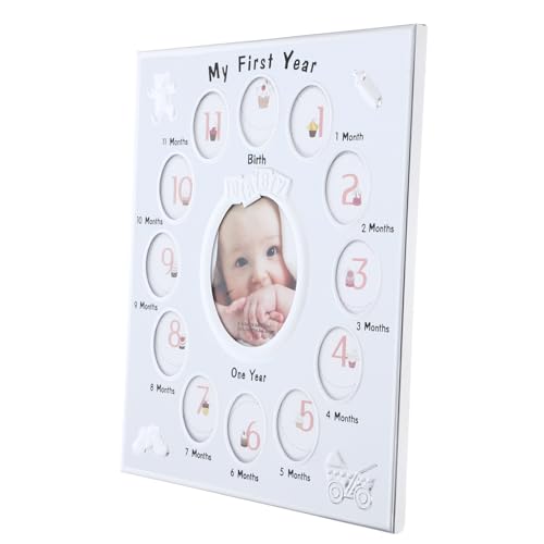 BESPORTBLE 1Pc 12 White Months Growth Record Photo Frame Newborn Picture Frame for First Year Memories present for Families to Celebrate Milestones