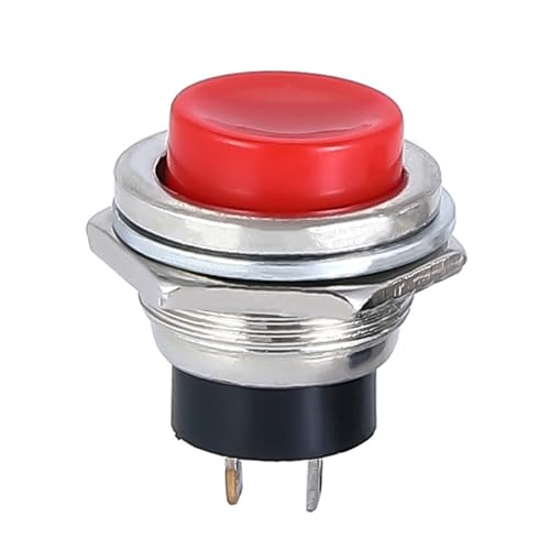 Bouton-poussoir 16mm à réinitialisation automatique rouge 3A 6A