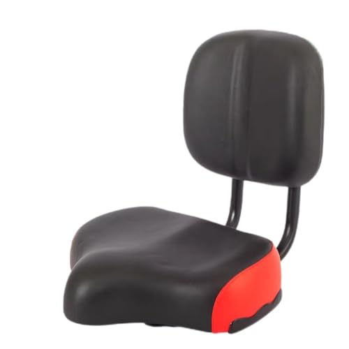 OGXN自転車サドル オートバイシートクッション ワイドタイプ 快適で柔らかい 合成皮革素材 長時間座っても痛くない 腰に負担がかからない 高さ調節可能 ユニバーサルサイズ対応 エアロバイク・電動自転車・三輪車用 (赤と黒)