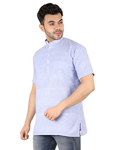 Image of LATEST CHIKAN Men's Cotton Regular Casual Strped Short Kurta Half Sleeves - (SK-LJ.DS.AS)