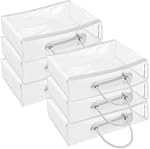 6 Pack Large Clear Clothes Storage Bag,Travel Packing Cube, Zippered Storage Bags,PVC See Through Moving Bag with Handle for Blankets Bed Sheet Clothes 15.7x11.8x3.9 Inch