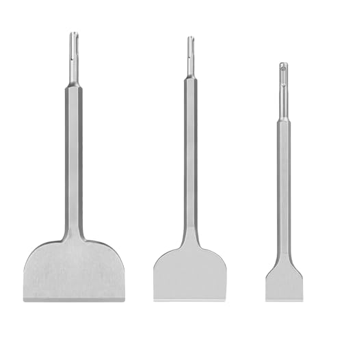 SDS PLUS 3 Stück Meißel-Set Premium Fliesenmeißel 40 x 250 mm Flachmeißel 75x250 mm & Meißel 100x280 mm SDS PLUS Meißel Set Langlebig & Scharf für Fliesen Fliesenkleber Beton Naturstein Mauerwerk
