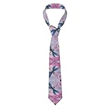 ASFgda Corbatas para hombre con estampado de flores rosas y libélulas azules, corbata para padrinos de boda, corbata ajustada para hombres de negocios, corbatas de graduación, Negro, Taille unique