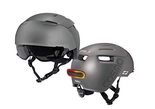 Cosmo Connected Cosmo City S/M - Casco con luz de señalización Trasera, Color Gris Mate