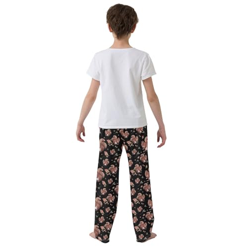 ZZXXB Squirrel Nuts Leaves Boys Long Pants Soft Trousers Elastic Waist Kids Lounge Bottoms with Pockets S-XL3