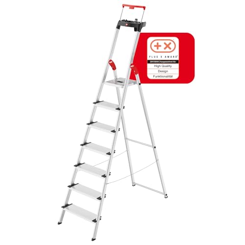 Hailo L85 ComfortLine Alu-Sicherheits-Stehleiter - 7 XXL-Stufen belastbar...