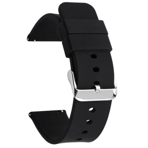 CABLEPELADO Correa reloj silicona, Banda de Reloj de Silicona, Correa de Reloj Deportiva, Banda de Reloj Universal, Pulsera de Reloj Silicona, liberación rápida, Hebilla Acero inox, 18 mm, Negro