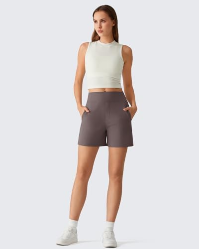 Image of G4Free EverGoing Women's Casual Shorts High Waisted 4'' / 5'' Comfy Shorts with Pockets for Yoga Workout Lounge