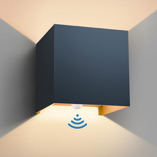 vatato LED Wandleuchte mit Bewegungsmelder,12W Außenwandleuchte mit Bewegungsmelder Einstellbarer Lichtstrahl,3000K IP65 außenlampe,Innen/Aussen...