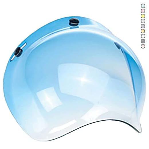 Visera Burbuja Para Casco Jet o Integral 3 Botones Bubble Universal Mecanismo Ajustable en 3 Alturas a Prueba De Viento Para Harley Biltwell Bell DMD Bandit Yam AFX Nolan Agv ( Azul )