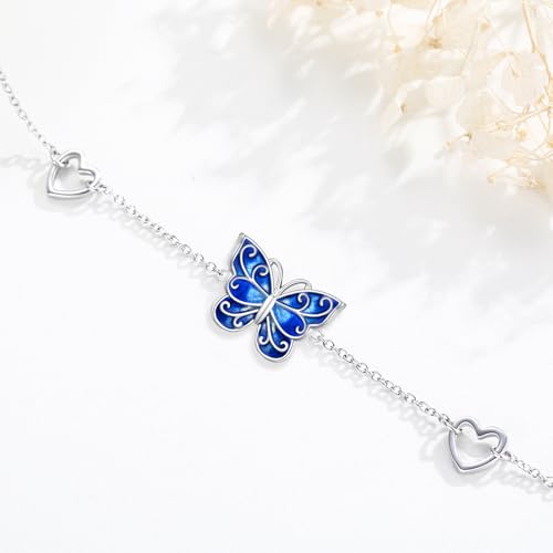 Image of Dragonfly Bracelet 925 Sterling Silver Butterfly Bracelet Adjustable Celtic Moon Bracelet Irish Celtic Jewelry Gifts for Women