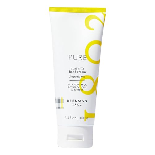 Beekman 1802 Pure Goat Milk Hand Cream, Pure - Fragrance Free - 3.4 oz - Moisturizing Lotion for Dry Skin - Anti-Aging Hydration - Good for Sensitive Skin - Cruelty Free -  B18HC-PGM