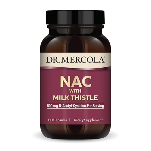 Dr. Mercola NAC with Milk Thistle - with Antioxidants - Supports Normal Detoxification Processes - 500 mg N-Acetyl-Cysteine per Serving - Non-GMO, Gluten-Free & Soy Free - 60 Capsules (30 Servings)