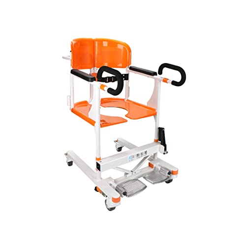 Patient Lift Wheelchair for Home Manual Lift Transfer Lifter W/ 180° Split Seat 360° Universal Wheel Bathroom Shower Chair Bed t