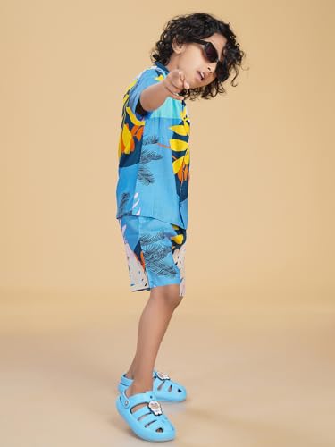 Image of Ninos Dreams Boys Cotton Rayon Coord Set with shorts /Holiday Shirt & Shorts