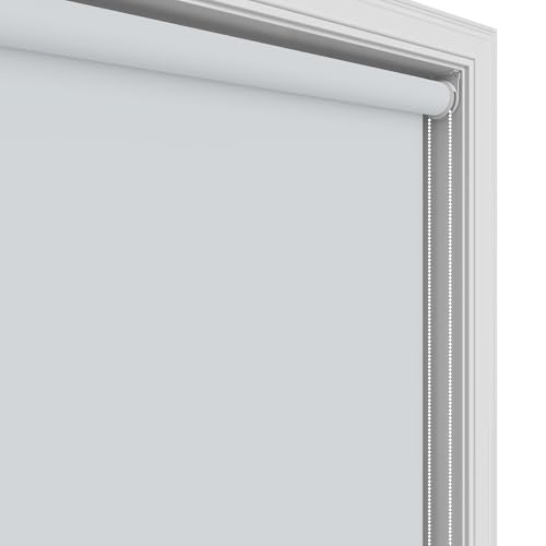 Image of 100% Blackout Roller Blinds for Windows 71 Inch W X 84 Inch L Roll-Up Shades Sun UV Protection for Home & Office, Soft Grey| Heavy Duty in 38 MM Pole