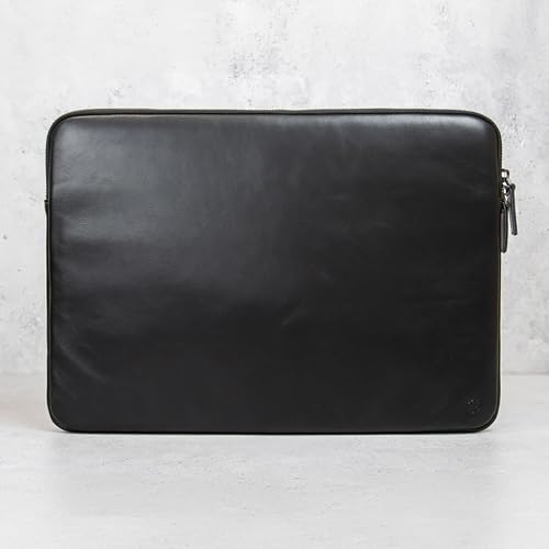 Funda de piel auténtica de 14 para MacBook con forro de lana negra 6