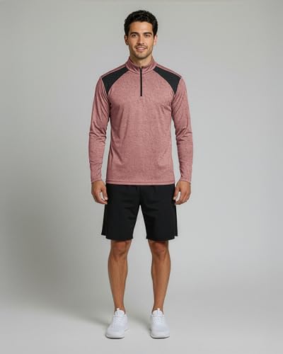 Image of Real Essentials 3 Pack: Men's Dry-Fit Active Quarter Zip Long Sleeve Athletic Performance Pullover (Available in Big & Tall)