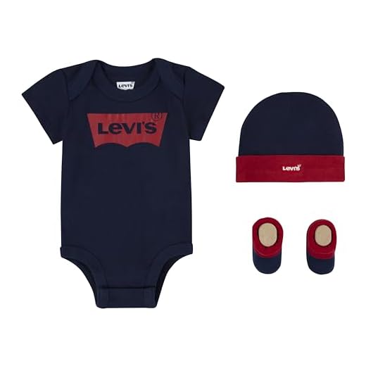Levi's Classic Batwing Infant Hat Bodysuit Bootie Set 3Pc, Tutina per bambino e neonato Unisex - Bimbi 0-24, Blu (Dress Blues), 0-6 mesi