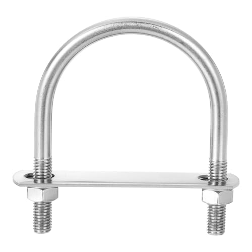 Image of uxcell Round U-Bolts, 8 Sets 104mm(4.09 inch) Inner Width 136mm Length M10 304 Stainless Steel U Clamp Bolt with Nuts and Plates, for Boat Trailer