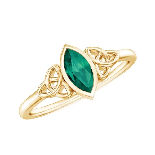 Certified Lab Grown Emerald Promise Ring, AAAA Quality, Emerald Celtic Knot Ring (Ready to Gift)
