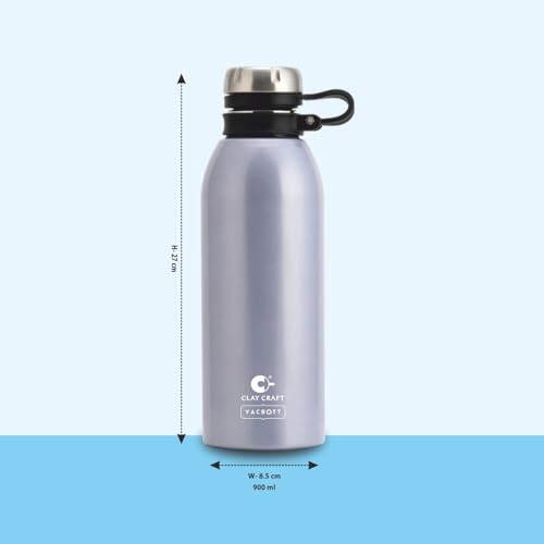 Image of CLAY CRAFT VACBOTT Charlie Double Walled|18 Hours Hot and 24 Hours Cold Water Bottle Vacuum Insulated Flask Bottle 900ml|1 Pcs Water Bottle|Travelling|BPA-Free|BIS Certified|1Year Limited Warranty