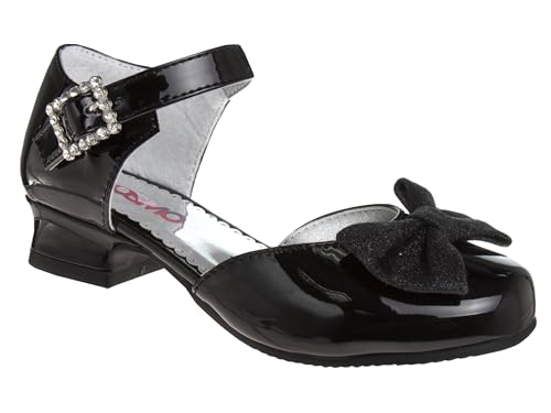 Josmo Girl's Dress Mary Jane Wedding Party Heels Ballerina Flower Shoes, Hook and Loop Buckle (Toddler