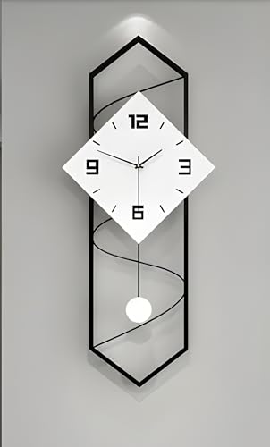 ClockUniverse - Orologio da parete con pendolo grande - Design moderno con meccanismo silenzioso, 70 cm x 30 cm, orologio decorativo sovradimensionato in bianco e nero per decorazione murale del