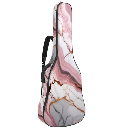 Sac pour guitare acoustique 40-42 pouces marbre rose avec poches de rangement