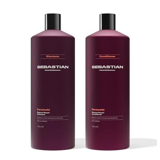 Sebastian Professional Penetraitt Strengthening and Repair Shampoo and Conditioner, For Deep Repair, Liter Set