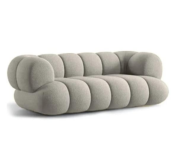 Bubble Bouclé Two Seater Sofa (Light Grey)-image-45