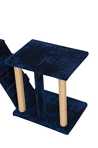 Image of Callas Wall Hangign Cat Activity Tree with 6 Sisal Scratching Posts, 2 Stairs, 3 Posts with Soft Cloth | Cat Tower Furniture Kitty Activity Centre Kitten Play House (Code-908 | Color - Blue)