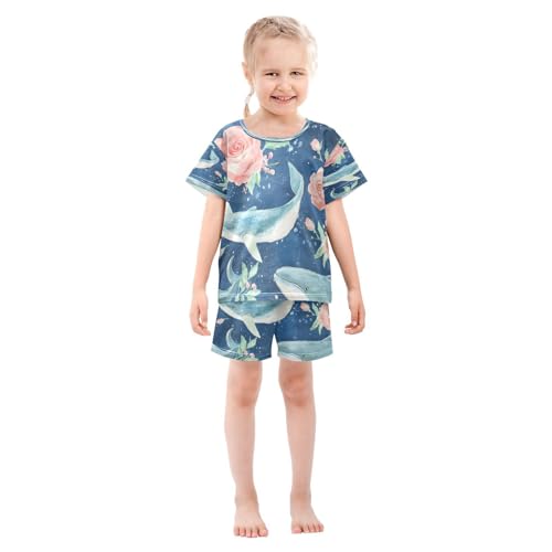 senya Short Sleeve Pajamas Sets Summer Cotton Sleepwear Whale Rose3